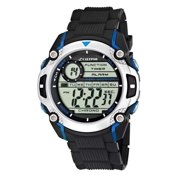 Montre Calypso K5577-2 - Mand - Vandtæt 10 ATM - Silikonearmbånd - Digital skærm Blå