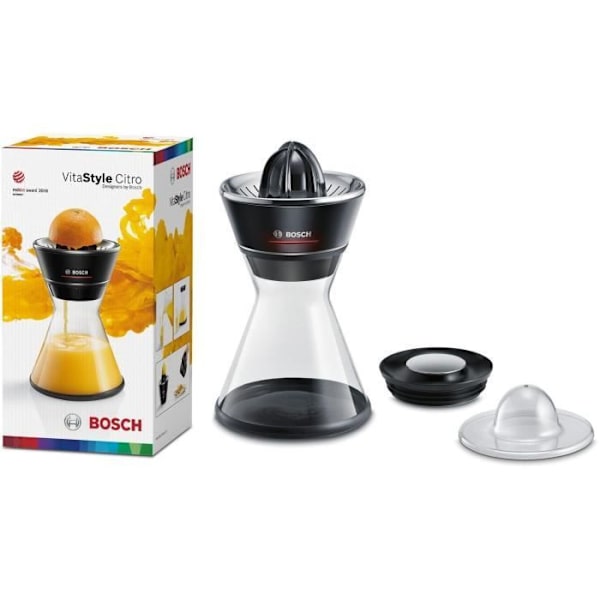 Citruspuristin - BOSCH - MCP72GPB VitaStyle Citro - Musta / harjattu ruostumaton teräs - 40 W - LED - lasiastia 1 L - universaali kartio Svart och borstad rostfritt stål
