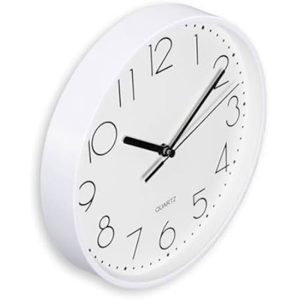 Väggklocka - HAMA - Salina - Tyst - Ø 22 cm - Stora siffror - Modern design Vit.