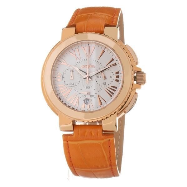 Dameur - Folli Follie - WF13R002SEN - Kvarts - Læder - Ø 40 mm Orange, hvid