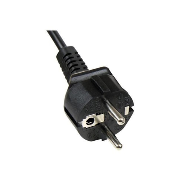 1m Schuko CEE7 til C5 strømledning - 1m Schuko CEE7 til C5 Cloverleaf strømledning - M/K - Sort