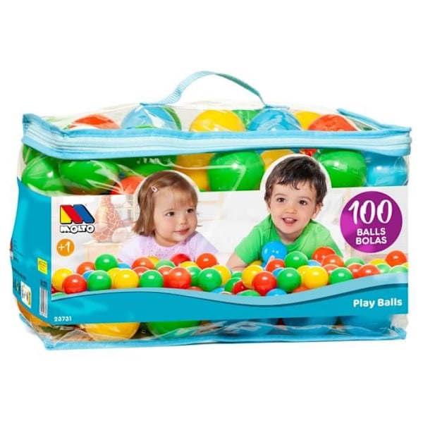 Molto färgade bollar för bollpooler - MOLTO - 100 st - Baby - Blå - Flerfärgad Flerfärgad