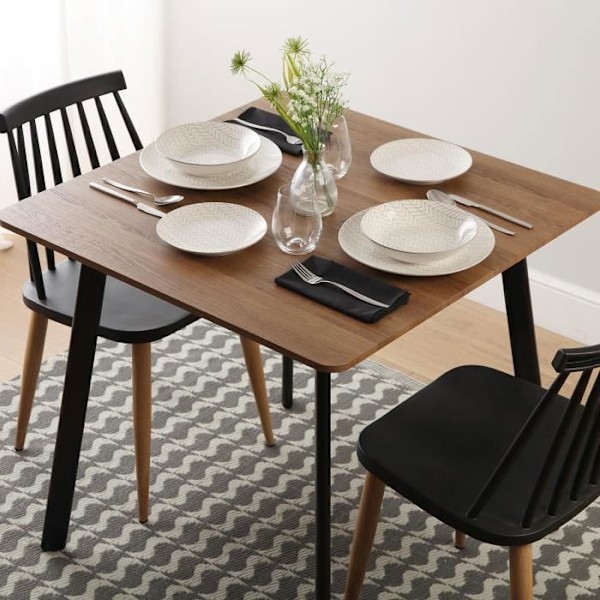 Spisebord - VERSA - Klaudia - Træ, PVC og metal - Brun og sort Brunt och svart