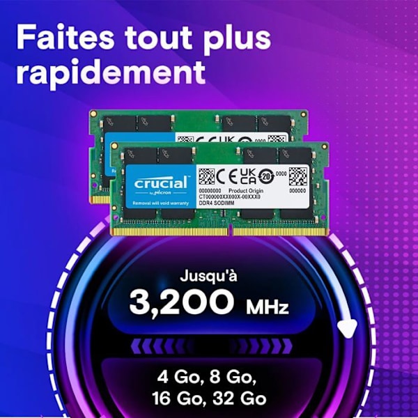 RAM DDR4 SDRAM 32 Gt 3200 MHz (PC4-25600) CL22 DRX8 UNBUFF SODIMM 260P - musta