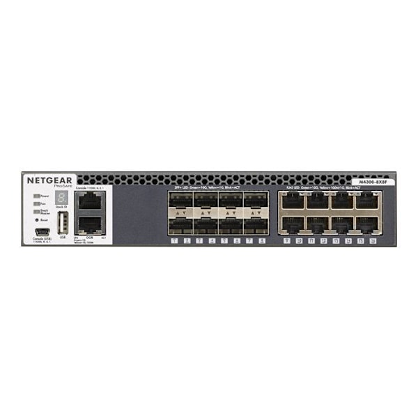 Kytkin hallittavissa - NETGEAR - M4300-8X8F - Pinoitettavissa - 16x10G - 8x10GBASE-T ja 8xSFP+ musta
