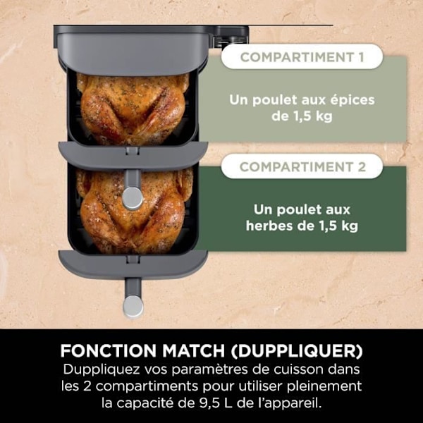 NINJA luftfryer - Double Stack XL SL400EU - Kapacitet 9,5L - 6 tilberedningsprogrammer - 2470W