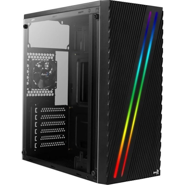 Aerocool STREAK - ATX RGB pc-etui - sidepanel - 80 mm blæser Sort