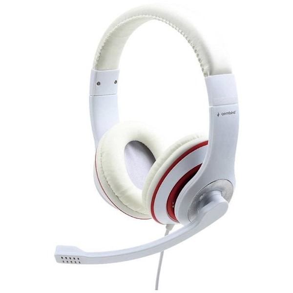 Gembird Wired over-ear headset mikrofon hvid, rød justerbar lydstyrke, headset mikrofon