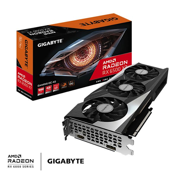 Gigabyte Radeon RX 6500 XT Gaming OC 4GB GDDR6 -näytönohjain (GV-R65XTGAMING OC-4GD)