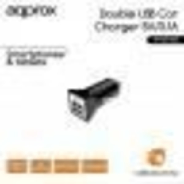 DOBBELT USB CIGAR LIGHTER ADAPTER 3.1A SORT GODKENDT