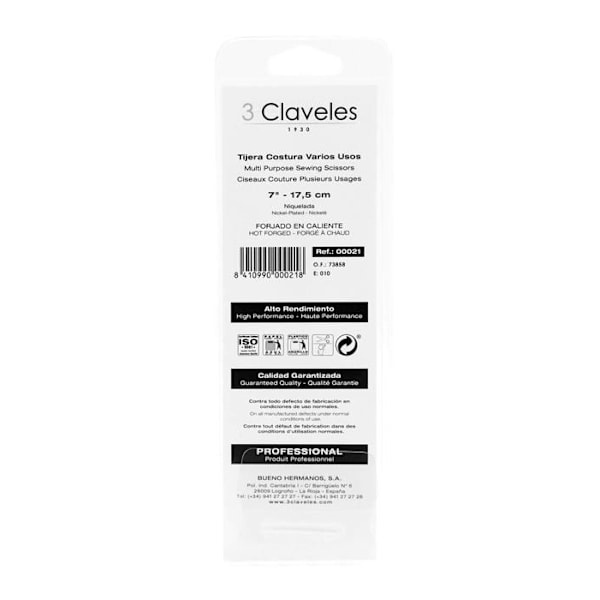 Saks 3 claveles - 2803C7 - 21 - Saks til syning på 7 "
