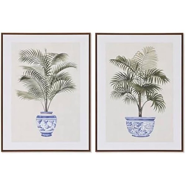 Maalaus - KOTI ESPRIT - Siirtomaapalmut - Moniväriset - 60 x 80 cm - 2 kpl mångfärgad