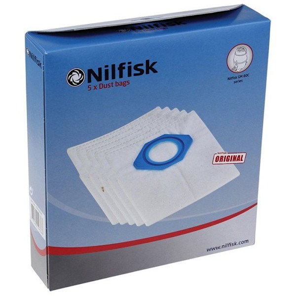 Imulet GM80/GM90 x5, pakkaus 5 synteettistä pölysäkkiä Nilfisk 107418500