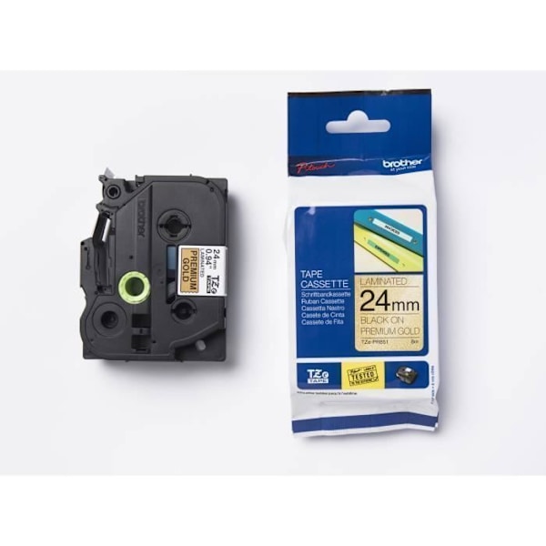 BROTHER-bånd - TZEPR851 - 24 mm sort på premium guldbaggrund - Qt 1