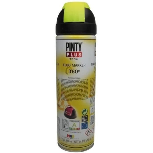 Sprayfärg för byggarbetsplatser - PINTY - Gul T146 - Flervägsventil - 500 mL Gul T146