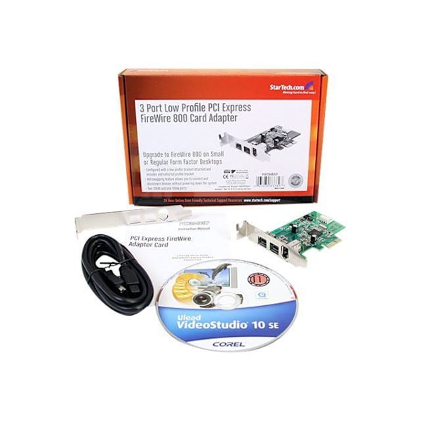 PCI Express 3 FireWire-porttiin sovitinkortti - STARTECH - Pieni tila - 800 ja 400 Vihreä