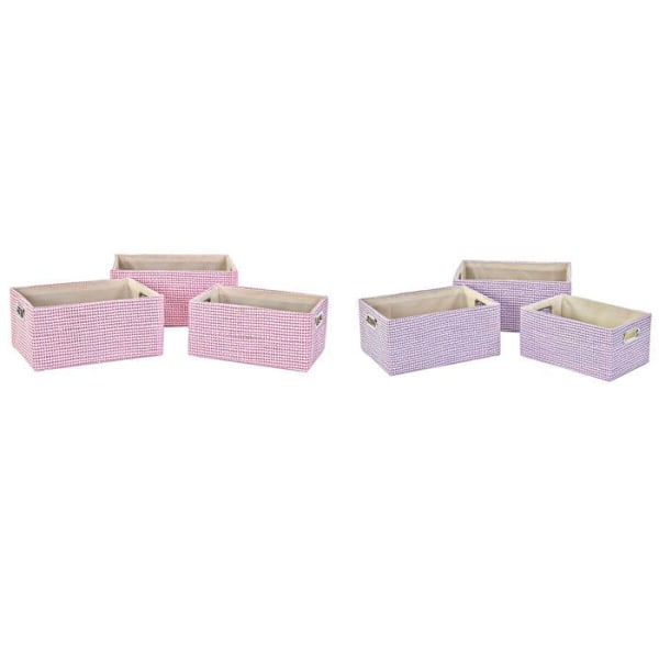 Förvaringskorg polyester DKD Home Decor 40,5x27,5x18 cm (x2) rosalila