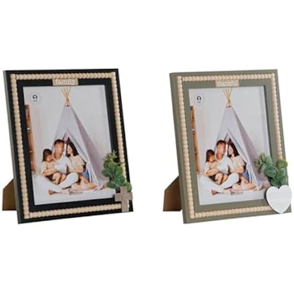 Fotoramme - HOME ESPRIT - Naturlig Grøn Sort - MDF træ - 26,5 x 31,5 cm - 2 enheder mångfärgad