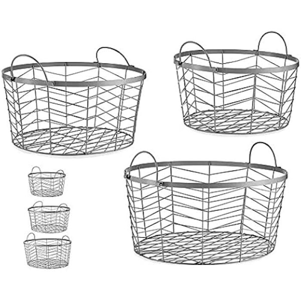 Set med runda silvermetallkorgar - Presentdekor - Set med 3 - Flerfärgade - 40 x 40 x 18 cm mångfärgad