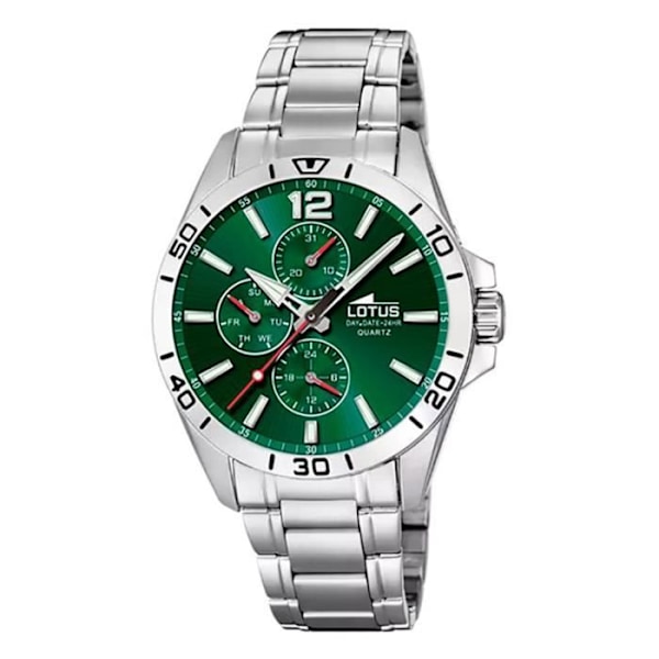 Klocka - Lotus - Grön urtavla - Armband i rostfritt stål - 42 mm - Man Kvartsrörelse