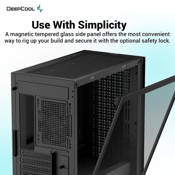 PC-kabinet uden strømforsyning - DEEPCOOL CH370 (Sort) - Mini tower - Micro-ATX format