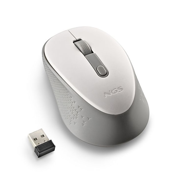 Langaton optinen hiiri - NGS - DEW WHITE - 2,4 GHz - 800/1600 DPI - Ambidexter, hiljainen