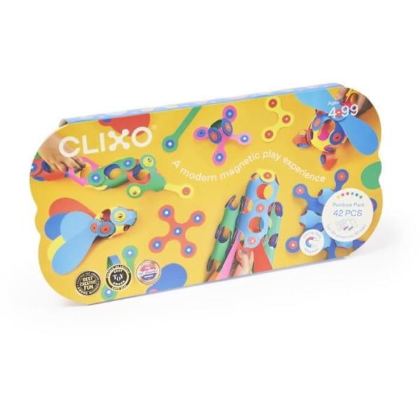 Magnetisk Byggespil - GIPSY TOYS - Rainbow Pack CLIXO - 42 dele - Fra 4 år - Miljøvenlig mångfärgad