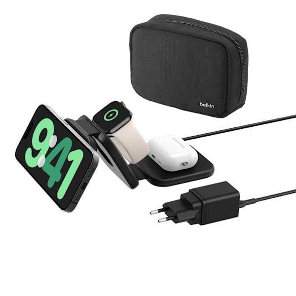 Trådløs oplader - BELKIN - BOOST CHARGE PRO 3i1 - 15W - Sammenfoldelig - Qi2 Sort