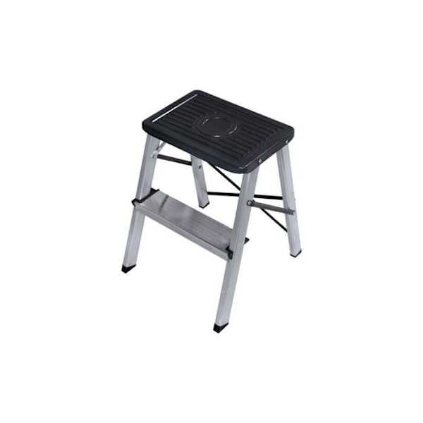 2-stegs fällbar pall - BigBuy Tools - Aluminium - Svart
