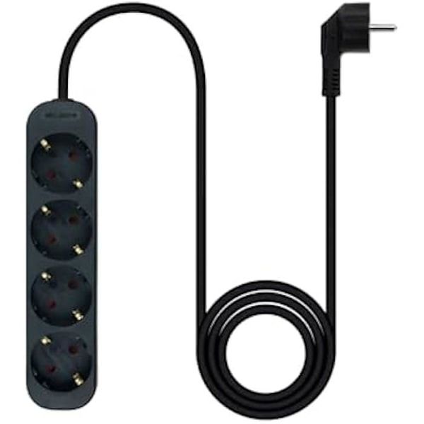 NANOCABLE 10.37.0004-NS-BK - Strømskinne med 4 fatninger, 1,4 m, sort Svart