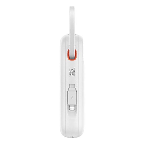 Baseus - Qpow Pro+ ulkoiset akut (P10055003223-00) - Lightning, 2x Type-C, USB, 22,5W, 10000mAh, Type-C kaapeli, 30cm - Valkoinen