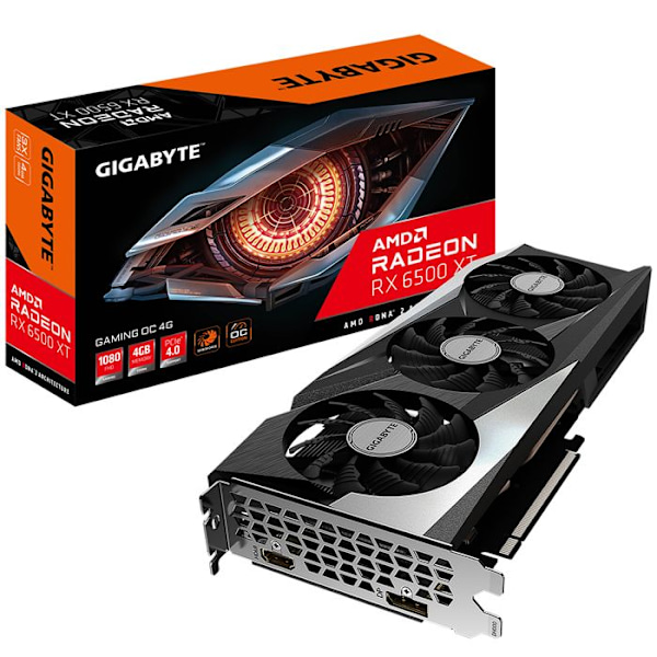 Gigabyte Radeon RX 6500 XT Gaming OC 4GB GDDR6 -näytönohjain (GV-R65XTGAMING OC-4GD)