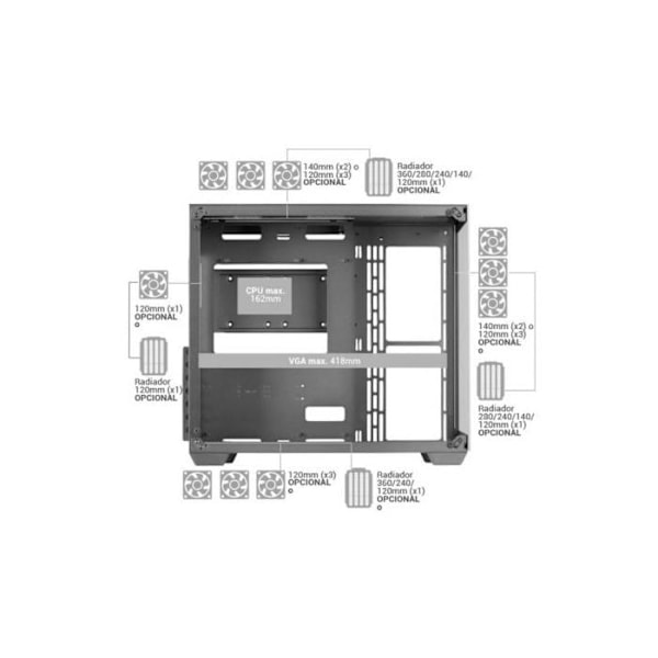 Mars Gaming MCV4 XXL PREMIUM Semi-Tower ATX taske Sort
