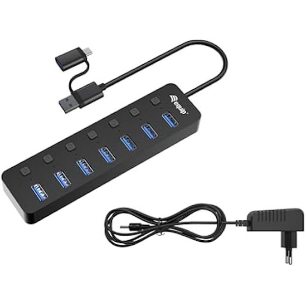 Equip 128965 Hub USB 3.2 Gen 1 7 porte med strømforsyning