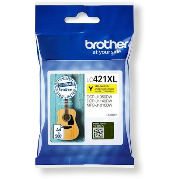LC421XLY blækpatron - BROTHER - 500 sider gul med høj kapacitet - til DCP -J1050DW, MFC -J1010DW og DCP -J1140DW