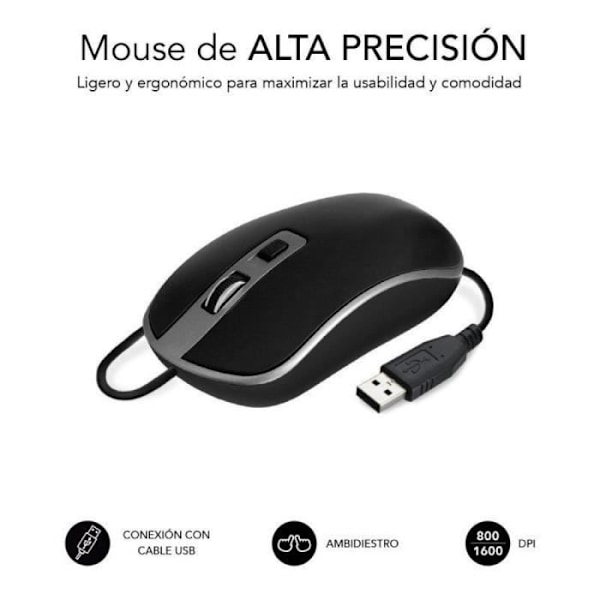Combo Tastatur og Mus - Subblim - Ergo Keys - Kablet - Støjsvag - Ergonomisk
