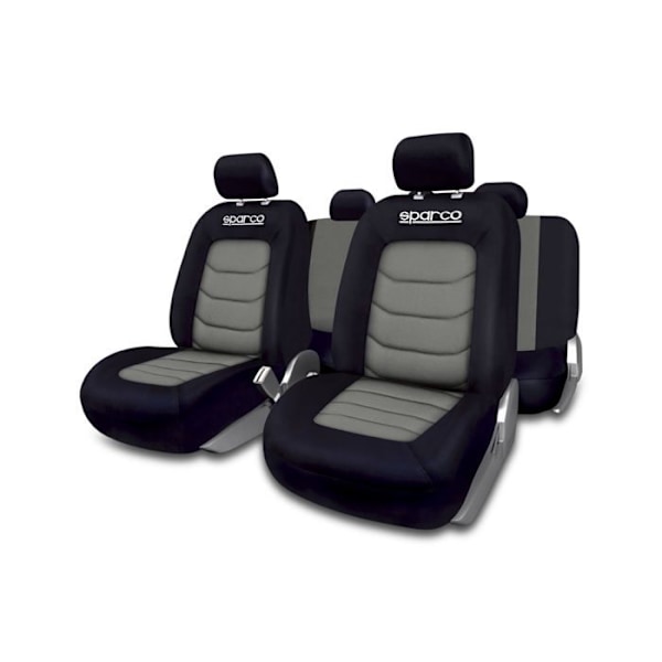 Autostolebetræk - Sparco - S-line - Grå - Universal - Airbag kompatibel Svart grå