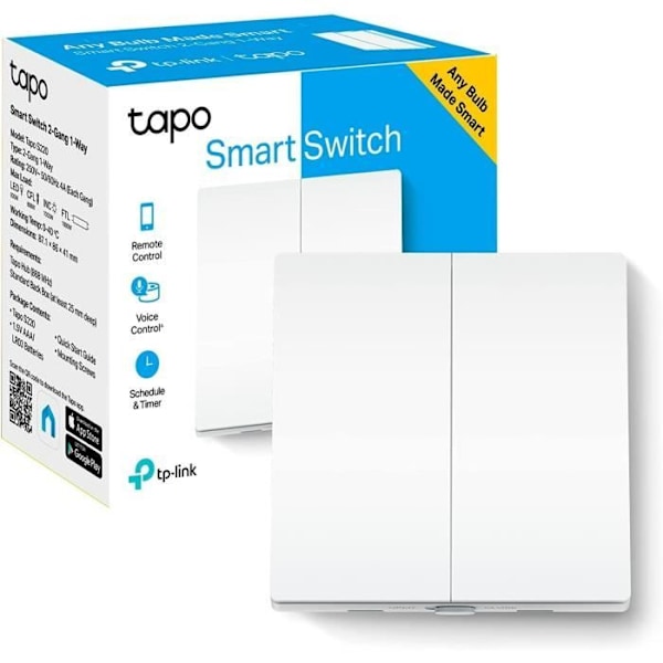 Liitetty kytkin - Tapo - S220 - Yhteensopiva Alexa ja Google Home - EI neutraalia johdinta - Langaton