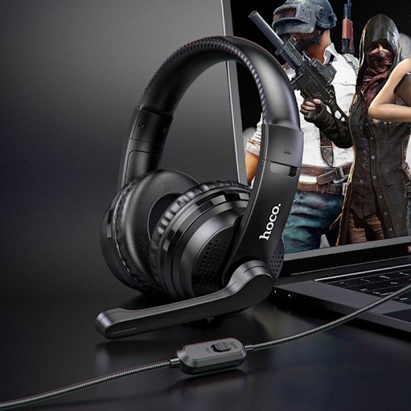 Kablede headset - Hoco - Magic Tour (W103) - Gaming - Sort - Indbygget mikrofon