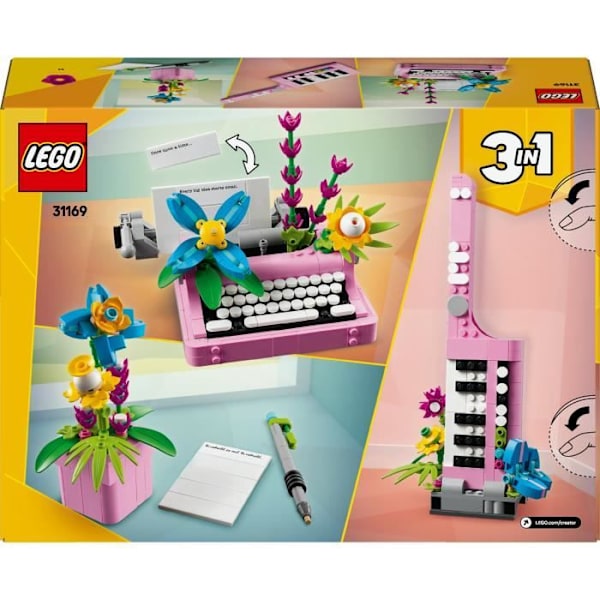 LEGO Creator 31169 3-i-1 skrivemaskine med blomster - Spil til piger fra 8 år og opefter Flerfärgad