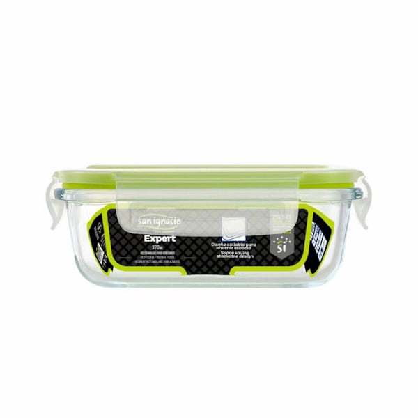 Madkasse - San Ignacio - 370 ml - Borosilikatglas - Lufttæt - Stabelbar Grön
