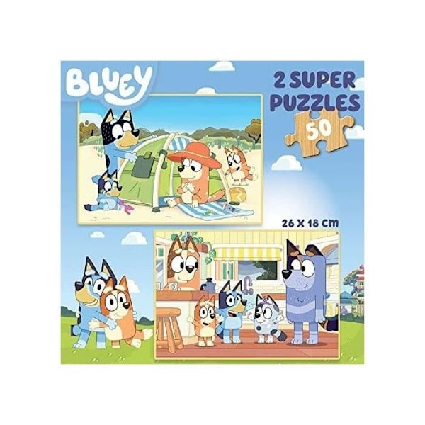 Bluey EDUCA træpuslespil - 50 brikker - Tegnefilm og tegneserier - For børn fra 4 år og derover Flerfärgad