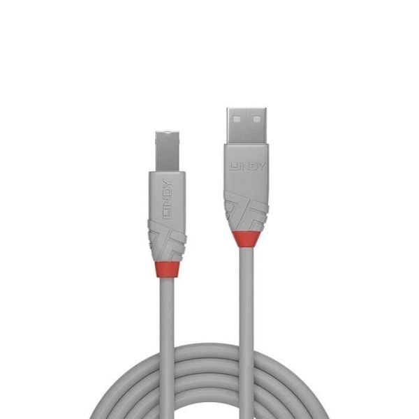 Lindy 36683 USB-kaapeli - 2 m - USB A - USB B - 2,0 - 480 Mbit/s - Harmaa