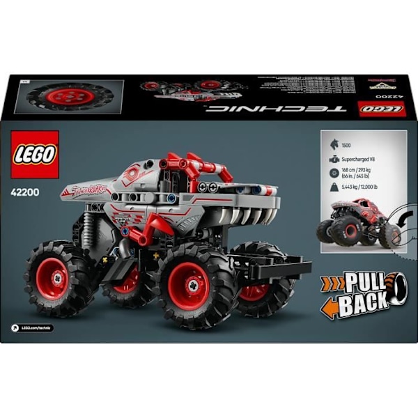 LEGO Technic 42200 Monster Jam ThunderROARus pull-back – dinosaurielastbil från 7 år Flerfärgad