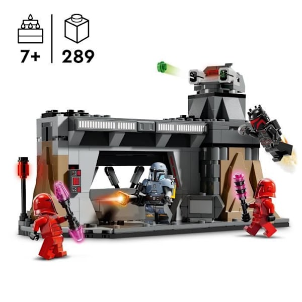 LEGO® Star Wars 75386 Mandalorian Paz Vizsla og Moff Gideons kamp - Legetøj for 7 år Grå och svart