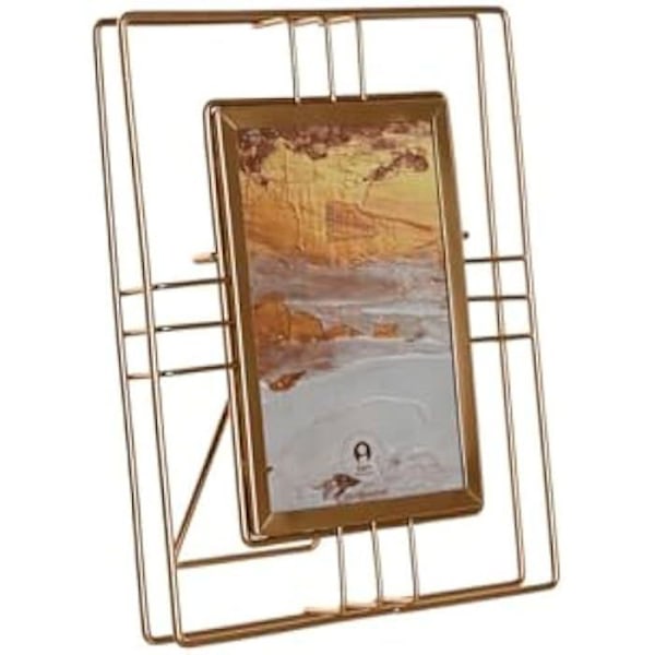 Fotoram - HOME ESPRIT - Guldmetall - 17,5 x 22,5 cm - Flerfärgad - 12 enheter