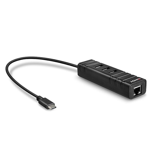 USB Adapter - Lindy - USB 3.1 Hub - 4 Porte - Gigabit Ethernet - Sort