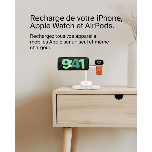 3-in-1 Latausasema - Belkin - BoostCharge - Qi2 - MagSafe - Valkoinen Vit