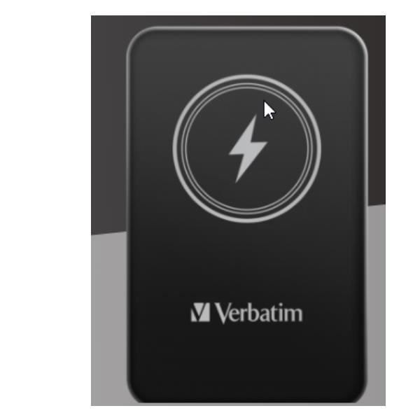 Powerbank - VERBATIM - Magnetisk Ws Powerbank 5000 - 5000 mAh - Sort - Hurtig opladning Sort