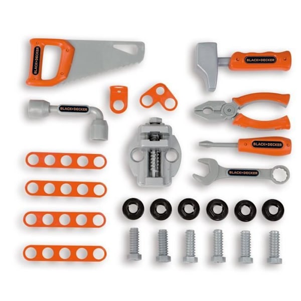 Smoby - Black and Decker -Bricolo Smart Workbench - Imitationsspil - Etui, der forvandles til et arbejdsbord - 33 tilbehør inkluderet - Fa